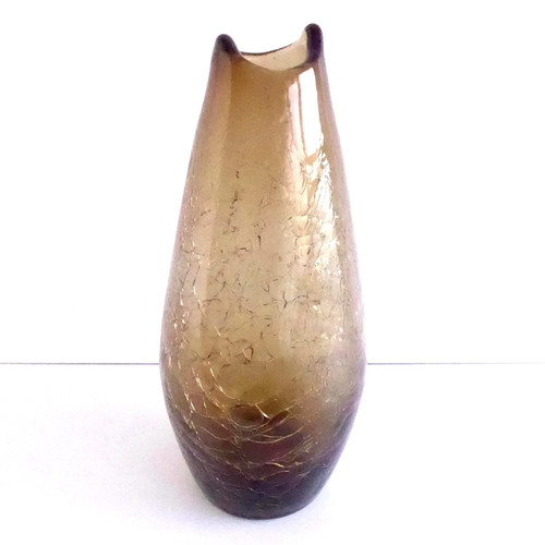 Vintage glasvase 30cm braun - vintage,