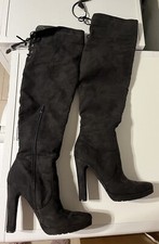 Overknee Stiefel Wildleder in schwarz