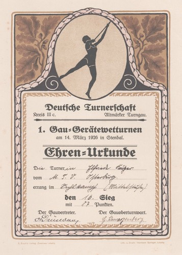 Urkunde deutsche turnerschaft - deutsche,