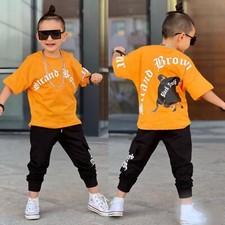 SALE -50% Jungen komplett Outfit Cool Modern Hose Shirt Gr.134/140 Black True