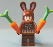 Lego® Minifig brauner Osterhase mit 2 Möhren Eastern Rabbit 
