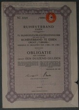 Ruhrverband Essen 7 % Anleihe 1930 1000 HFL NL-Steuerstempel