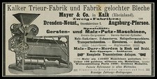 Reklame Werbung 1904 Gersten-Malz-Putz-Machinen Mayer & Co. in Kalk Rheinland