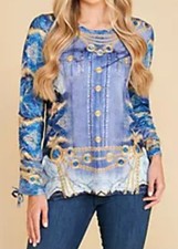 SCHIFFHAUER MUNICH® Shirt, 3/4 Arm Rundhalsausschnitt Raffung am Arm. GR.50