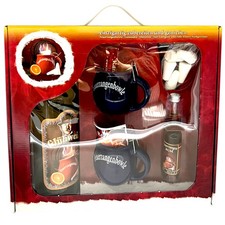 Feuerzangenbowle Geschenkset 2 blaue Keramik Tassen, 1 l Glühwein, Rum, Zubehör