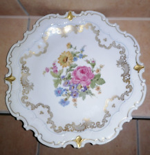 VEB REICHENBACH PORZELLAN MANUFAKTUR GROSSER KUCHENTELLER ROSE GOLDRAND