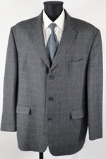Di Quattro grau-kariertes Tweed-Sakko Gr.58/3XL reine Schurwolle Top Zustand