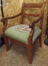 Stuhl, Armlehnenstuhl, Biedermeier, Nr. 2, Esche, Polster, schwer, kräft.Gobelin