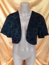 (B09) Bolero samtig glitzernd schimmernd edel, beflockt Gr.42 schwarz Gothic