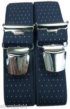 feiner Hosenträger,beige mit Punkten, 35mm breit,4 extra starke ABC-Clips,H-Form