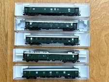 5x Fleischmann N 8635 8636 8632 8631 Personenwagen Schnellzugwagen DB grün OVP