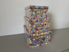 3 x Aufbewahrungsbox Ordnungsbox Allzweckbox mit Deckel Faltbar Bunt