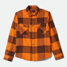 BRIXTON BOWERY FLANNEL SHIRT HEMD GR: M ORANGE BROWN PLAID