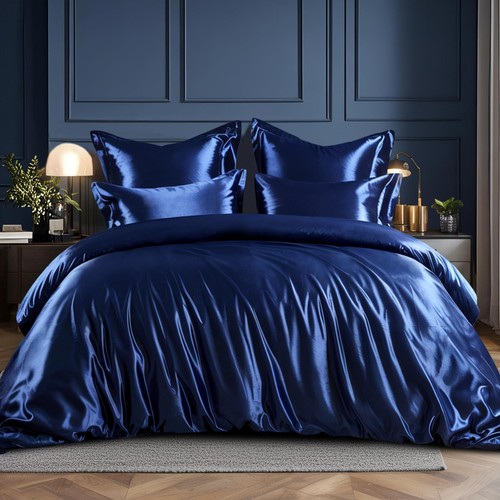 Satin bettwäsche 200x200 blau - satin,