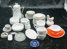 Altes anikes Puppengeschirr 54 tlg. Konvolut um 1900 Porzellan Alu Kristall