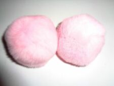 Pelzbommel 2 Stück Rex Kaninchen Fellbommel echtfell rosa 7,5 cm nicht winzig