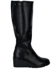 Plateaustiefel mit Keilabsatz, Leder-Herbstschuhe für Damen, bequem, 6 cm