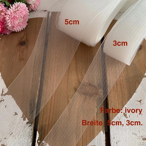 Netzband crinoline ivory weiß - netzband,