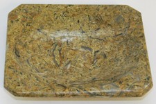 Flache Marmor Schale Steinschale fein geädert gemustert 14,6x12,3cm