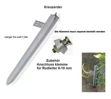 Kreuzerder  Erdungsspieß Staberder  Anschlußklemme Erdung Erdstab 1m und 1,5m