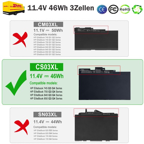 Akku cs03xl für elitebook - akku, hp