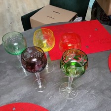 5  alte geschliffene Weinrömer   Bleikristall Kristallgläser, Weingläser Top