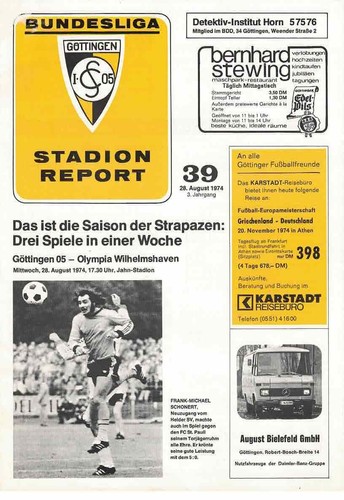 Fussball programmheft 74 - , 74/75