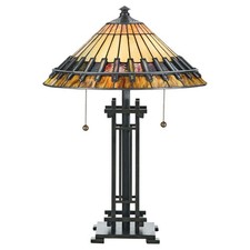 Premium Tiffany Lampe Zugschalter 57cm hoch Wohnzimmer Büro Tischleuchte