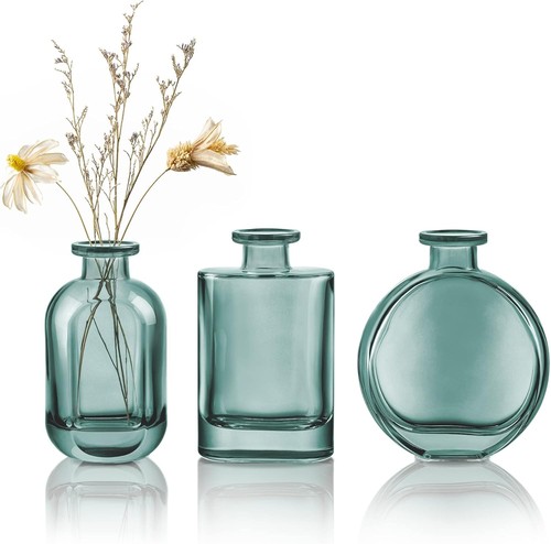 Glasvasen set blau grün - glasvasen, blau-grün