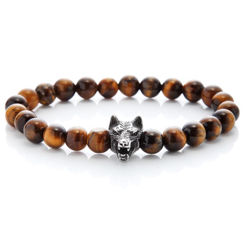 Edelstein armband wolf - armband, onyx