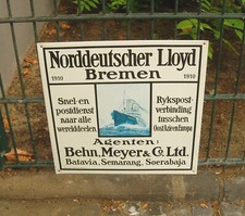 Altes Blechschild Norddeutscher Lloyd Bremen Reichspost Ozeandampfer Europa rar!