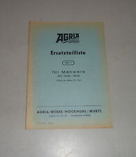 Teilekatalog / Ersatzteilliste Agria Werke Mähwerk 518/1 - Stand 1957