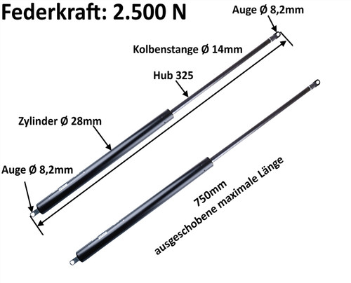 Gasdruckfeder 2500n gasfeder - gasdruckfeder,