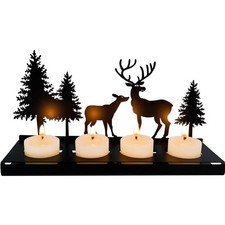 Adventskerzenhalter Metall schwarz Weihnachten Weihnachtsdeko Elch Tischnacht...