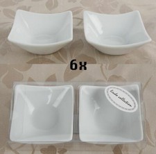 Porzellan Dip Schale, eckig (6er Set) - als Dipschale, für Kräuterbutter, Oliven