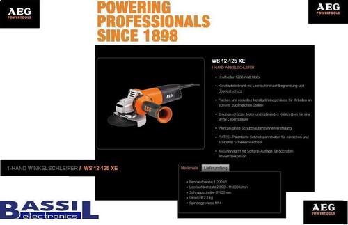 Aeg winkelschleifer 125 - ws, 12-125