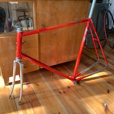 Somec Bahnrad Pista Rennrad Rahmen Stahl 59/60 Vollverchromt