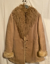 Damenjacke beige, Schweinsleder / Lammfell, Gr. L
