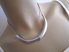Damen Collier Hals Kette kurz Modekette  Silber matt Alu Statement Blogger !