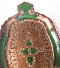 SERVIERTABLETT Platte Holz Italy Handarbeit HERZ gold grün Weihnacht FLORENTINER