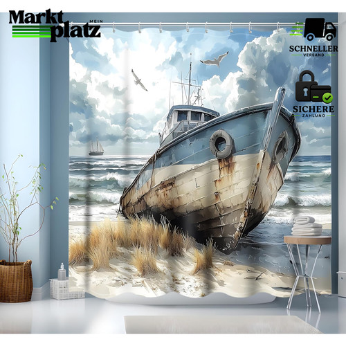 Duschvorhang ozean maritim - duschvorhang,