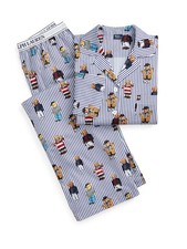 Polo Ralph Lauren Damen Pyjama Madison PJ Set - Iconic Bear Schlafanzug Nachtwäs