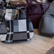 Taschen Set Damen, 4 teilig, Rot, Grau, Gemustert Gut Erhalten