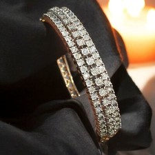 Pavé 1,35 cts Runder Brillantschliff Natürliche Diamanten Armband 14K Roségold