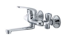 Wandarmatur Spüle schwenkbarer Auslauf, mit Geräteanschluss Mischbatterie Küche