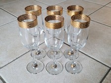 6 x Sektgläser Marcello Aglieri mit Goldrand Vintage Italien