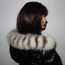 Silberfuchs Pelz Kapuze Kragen Echtfellkragen Fuchs Pelzkragen für Jacke Parka