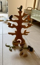 Ostheimer Holzfiguren Vogelbaum mit Stütze Tiere Vögel Hase Katzen Igel Mäuse