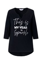 Janet & Joyce Damen große Größen T Shirt A Linie Statement Druck