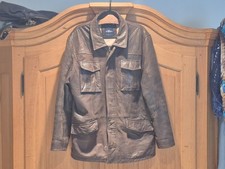 Schwere Herren  Lederjacke braun (Antikbraun), Größe 52